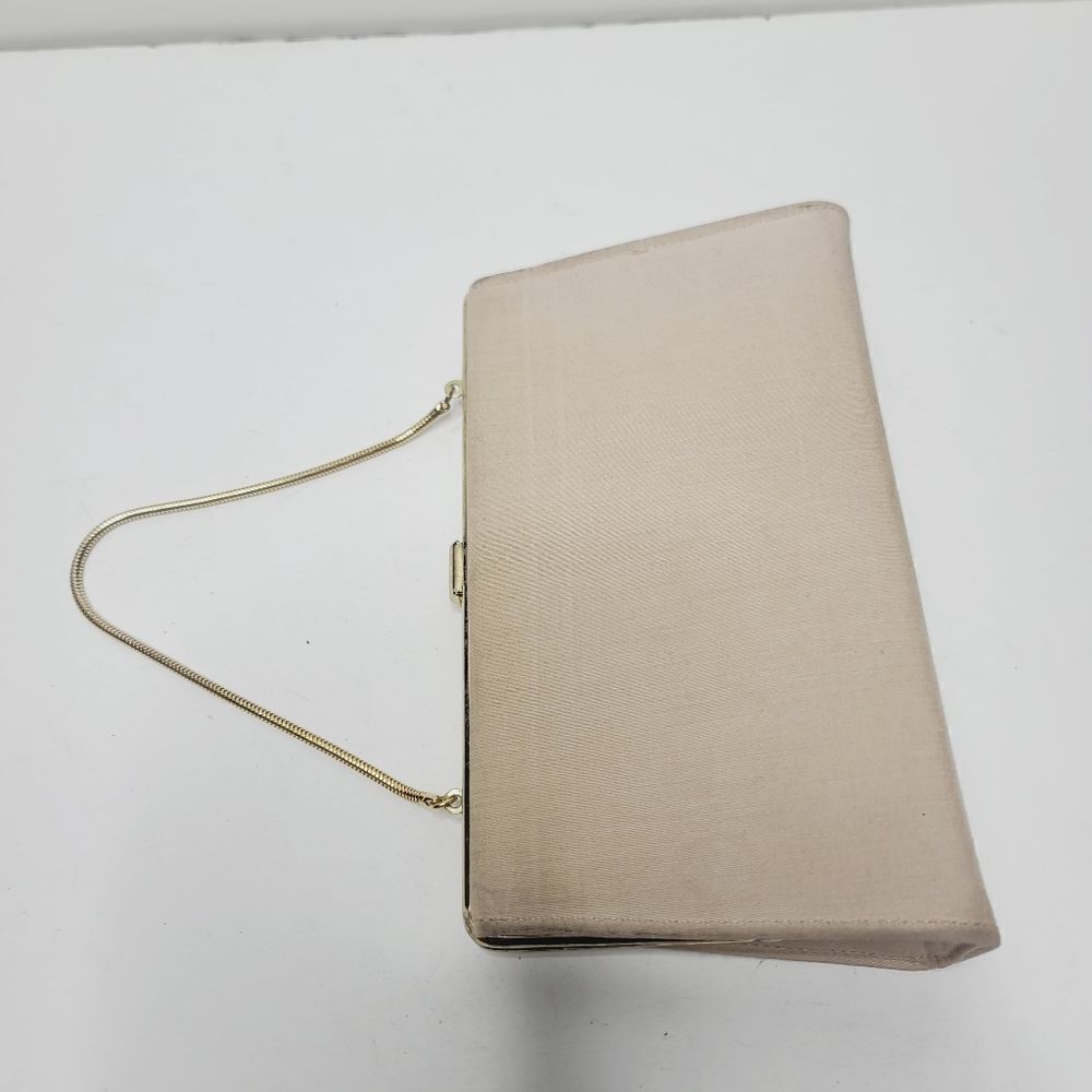 Vintage Classic Beige Neutral Structured Formal Evening Purse - Picture 4 of 16